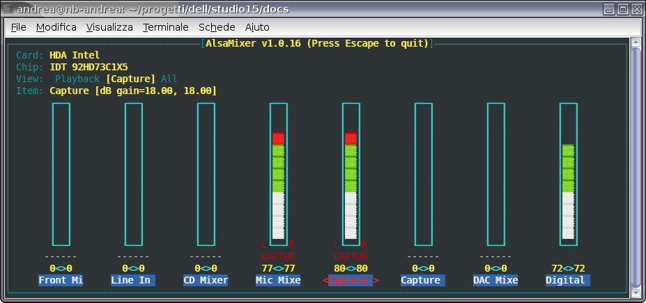 Alsamixer config for proper line in